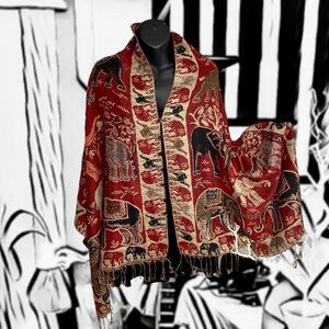 Beautiful Elephant Shawl Reversible,Button up, Drape, Wrap, Tie